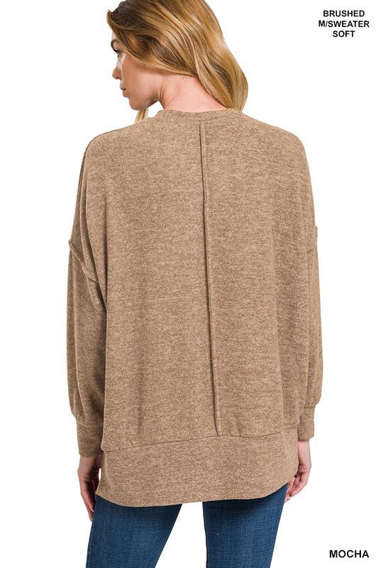 BRUSHED MELANGE DROP SHOULDER OVERSIZED SWEATER - Rustic Jade Designs Co