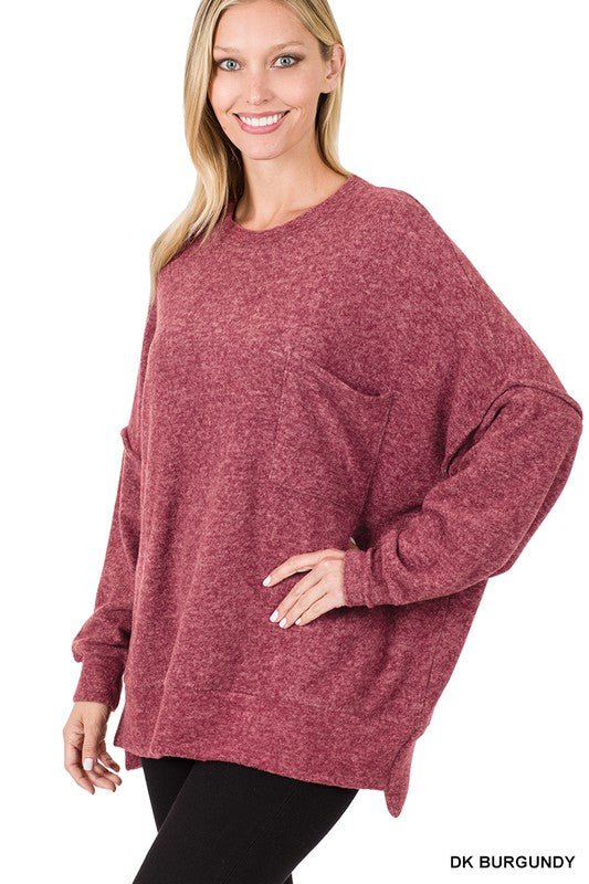 BRUSHED MELANGE DROP SHOULDER OVERSIZED SWEATER - Rustic Jade Designs Co