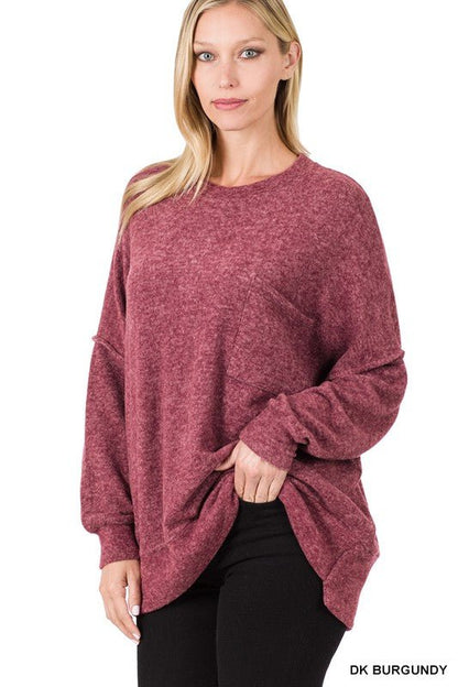 BRUSHED MELANGE DROP SHOULDER OVERSIZED SWEATER - Rustic Jade Designs Co