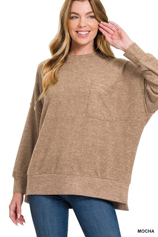 BRUSHED MELANGE DROP SHOULDER OVERSIZED SWEATER - Rustic Jade Designs Co