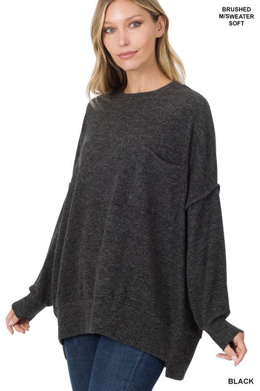 BRUSHED MELANGE DROP SHOULDER OVERSIZED SWEATER - Rustic Jade Designs Co