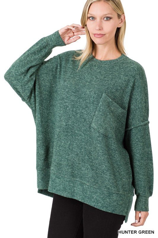 BRUSHED MELANGE DROP SHOULDER OVERSIZED SWEATER - Rustic Jade Designs Co