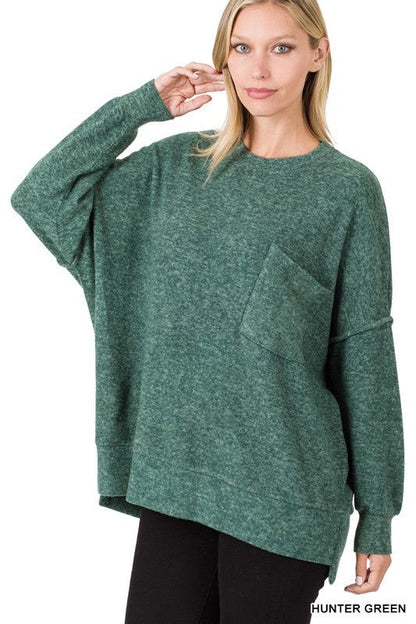 BRUSHED MELANGE DROP SHOULDER OVERSIZED SWEATER - Rustic Jade Designs Co