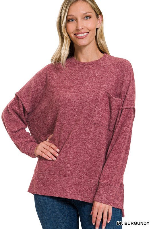 BRUSHED MELANGE DROP SHOULDER OVERSIZED SWEATER - Rustic Jade Designs Co