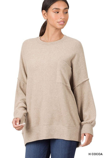 BRUSHED MELANGE DROP SHOULDER OVERSIZED SWEATER - Rustic Jade Designs Co