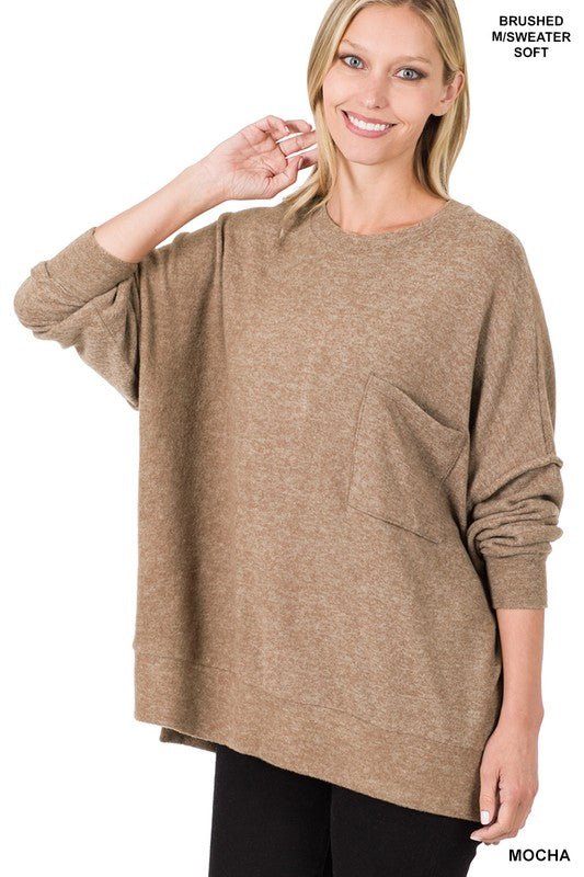 BRUSHED MELANGE DROP SHOULDER OVERSIZED SWEATER - Rustic Jade Designs Co