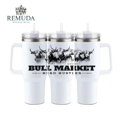 Bull Market Herd Hustler - Insulated Western Tumbler w/ Handle