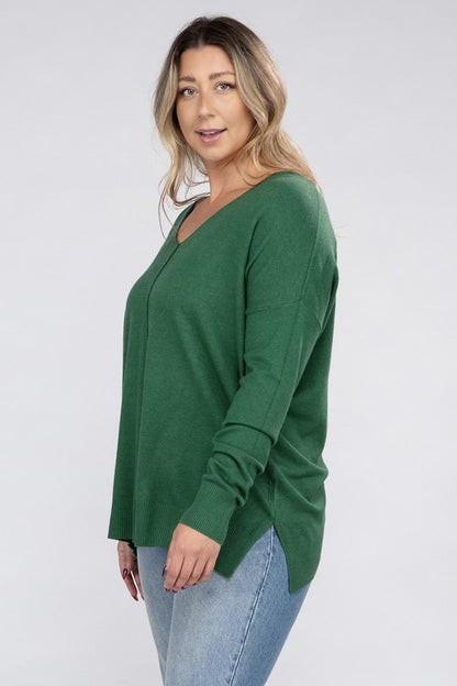 Plus Garment Dyed Front Seam Sweater