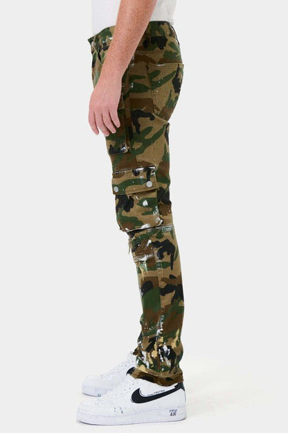 Camo Multi Cargo Slim Straight Pants - Rustic Jade Designs Co