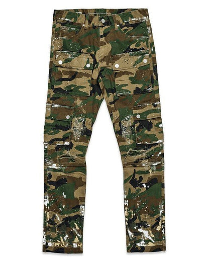 Camo Multi Cargo Slim Straight Pants - Rustic Jade Designs Co