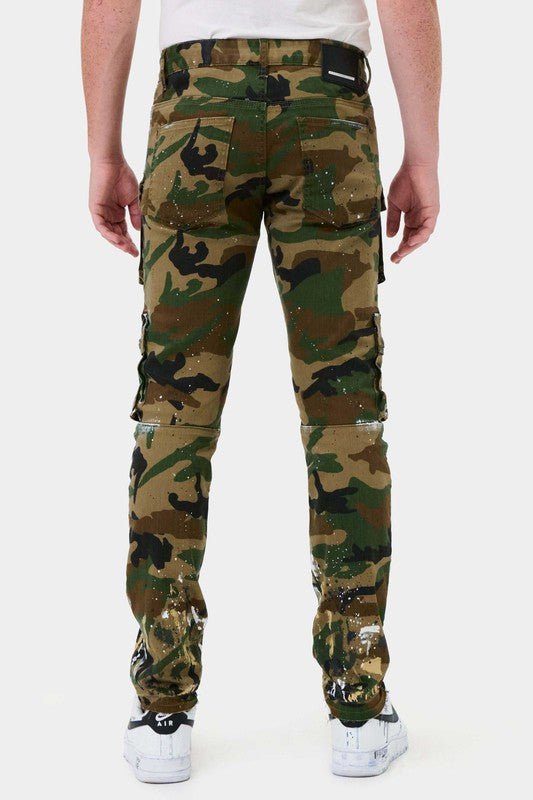 Camo Multi Cargo Slim Straight Pants - Rustic Jade Designs Co