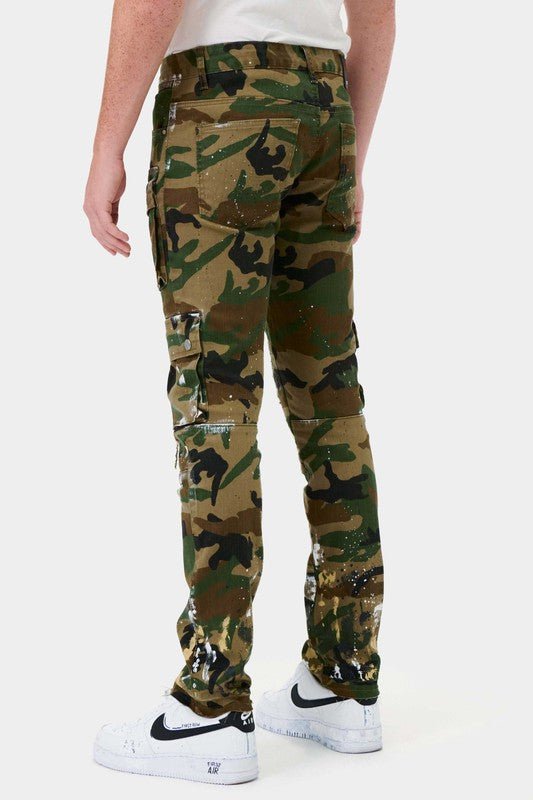 Camo Multi Cargo Slim Straight Pants - Rustic Jade Designs Co