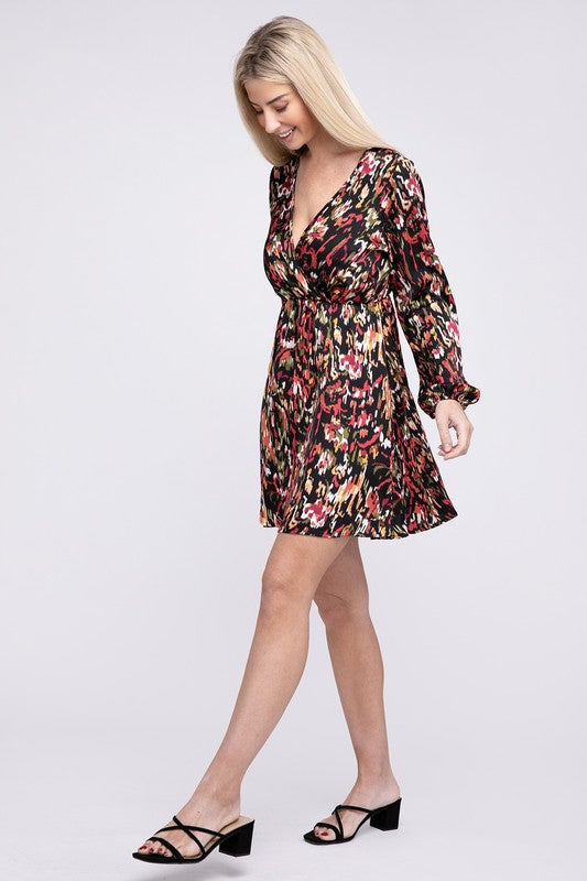 Multicolor Print V Neck Dress