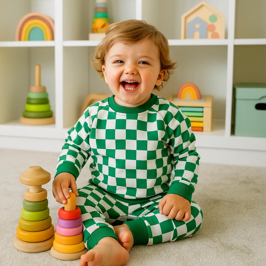 Checker Greatest Green Crew Neck Jogger Set