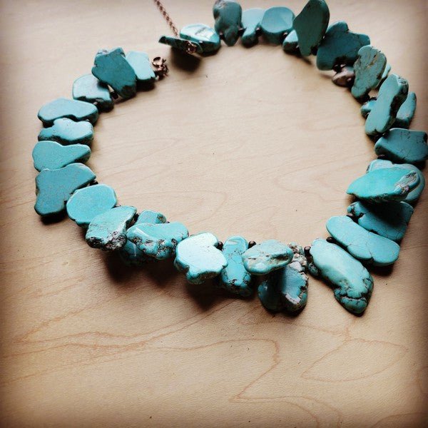 Chunky Blue Turquoise Slab Collar Necklace - Rustic Jade Designs Co