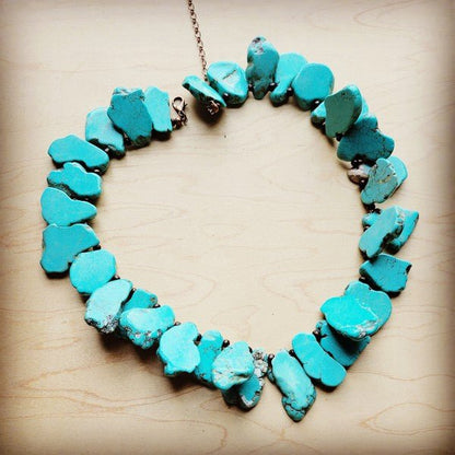 Chunky Blue Turquoise Slab Collar Necklace - Rustic Jade Designs Co