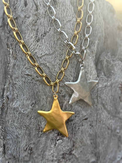 Chunky Chain Gold Star Necklace