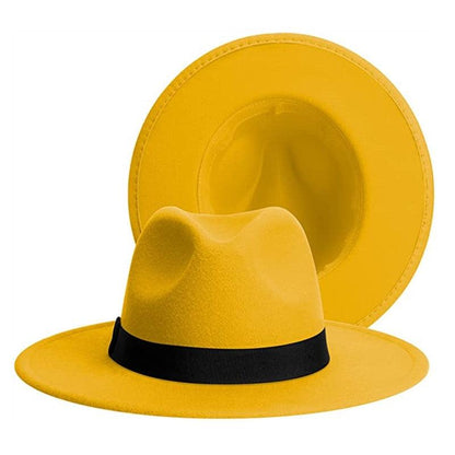 Classic Wide Brim Fedora Hat Men Women Two Colors Fedora Hats Cowboy Hat White Blue Belt Beautiful Design Soft Unisex Party Formal Hat 56-58CM