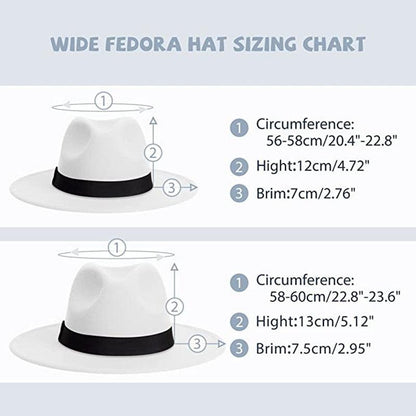 Classic Wide Brim Fedora Hat Men Women Two Colors Fedora Hats Cowboy Hat White Blue Belt Beautiful Design Soft Unisex Party Formal Hat 56-58CM