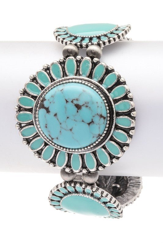 Compressed Stone Western Boho Stretch Bracelet - Rustic Jade Designs Co