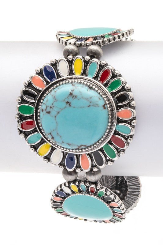 Compressed Stone Western Boho Stretch Bracelet - Rustic Jade Designs Co