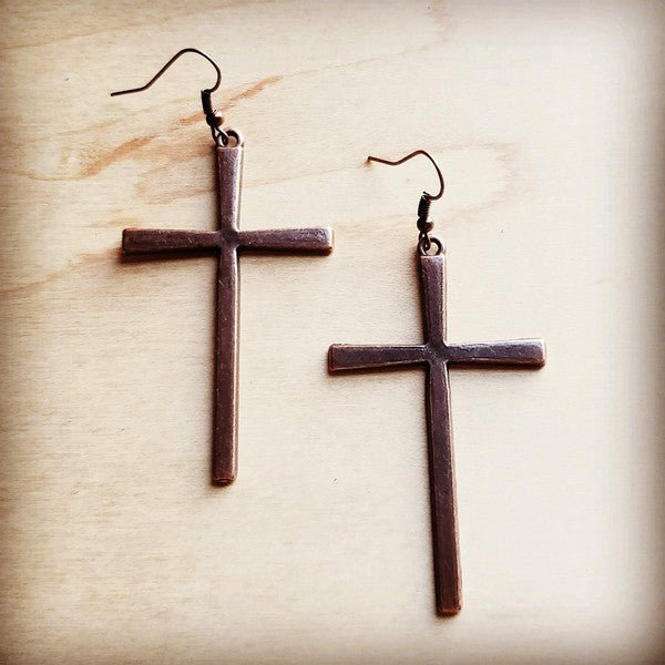 Copper Cross Earrings - Rustic Jade Designs Co