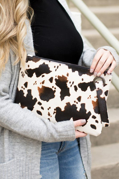 Cow Print Oversized Everyday Clutch - Rustic Jade Designs Co