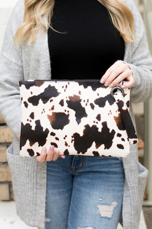 Cow Print Oversized Everyday Clutch - Rustic Jade Designs Co