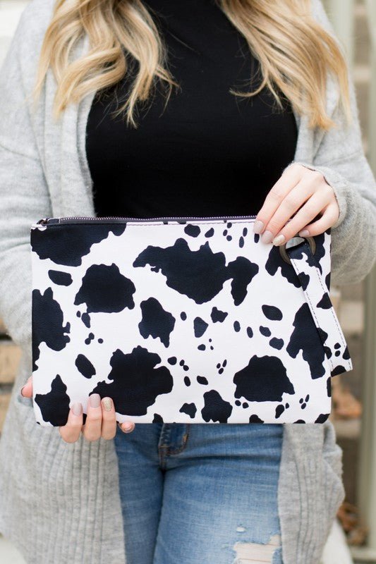 Cow Print Oversized Everyday Clutch - Rustic Jade Designs Co