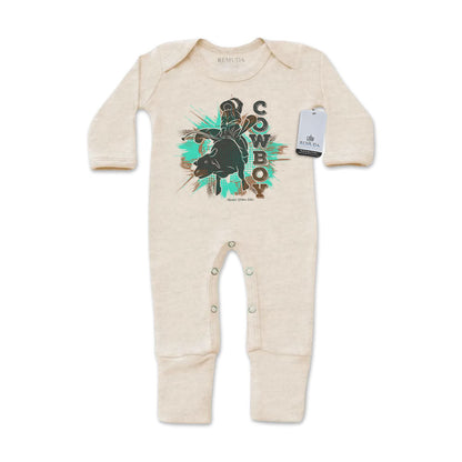 Cowboy Rodeo Bull Rider - Infant One-Piece Footed Pajamas W/Mittens