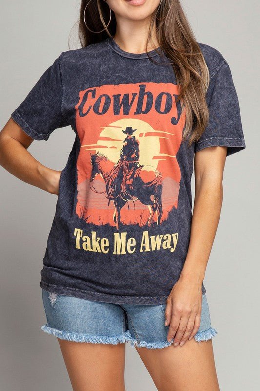 Cowboy Take Me Away Graphic Top - Rustic Jade Designs Co