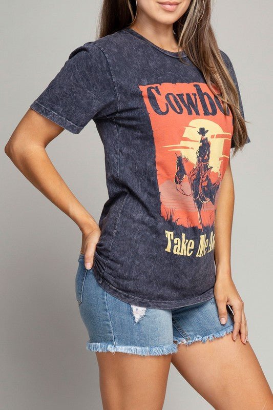 Cowboy Take Me Away Graphic Top - Rustic Jade Designs Co