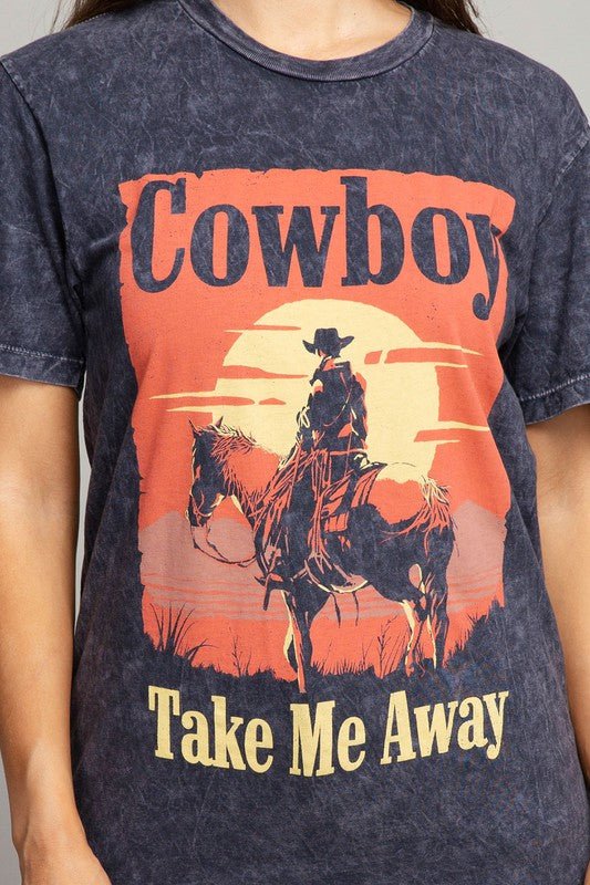 Cowboy Take Me Away Graphic Top - Rustic Jade Designs Co