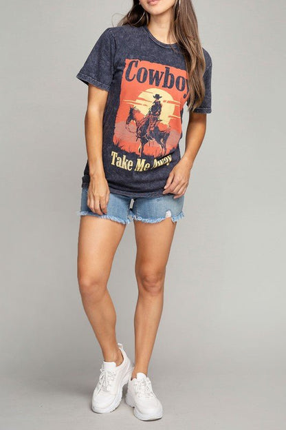 Cowboy Take Me Away Graphic Top - Rustic Jade Designs Co