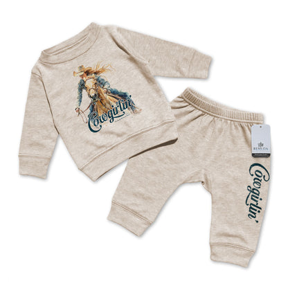 Cowgirlin' - Infant Girls Western 2 Piece Sweatsuit