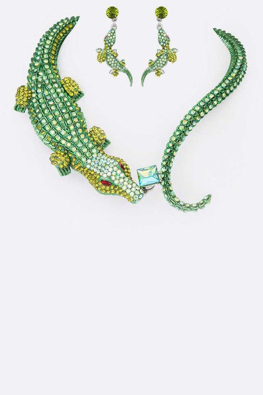 Crystal Crocodile Iconic Necklace Set - Rustic Jade Designs Co