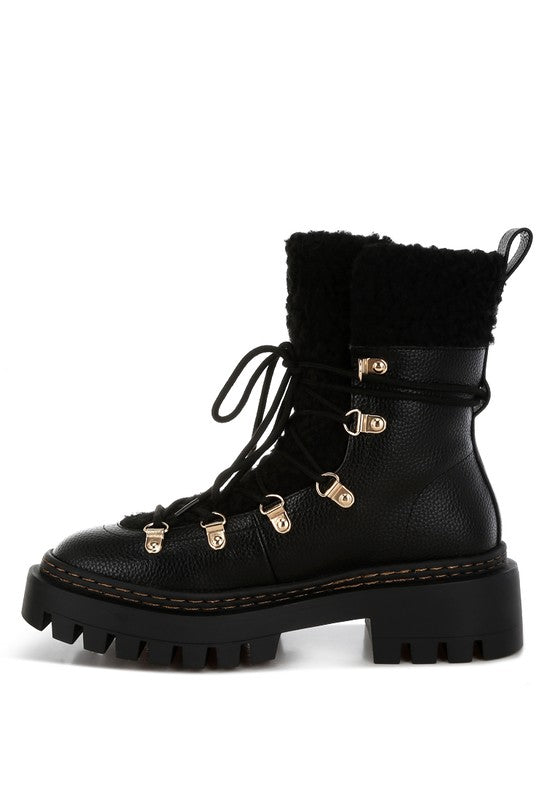 Omul Fleece & Faux Leather Boots