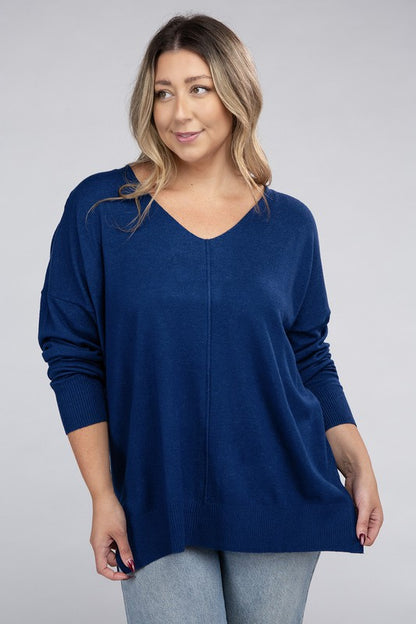 Plus Garment Dyed Front Seam Sweater