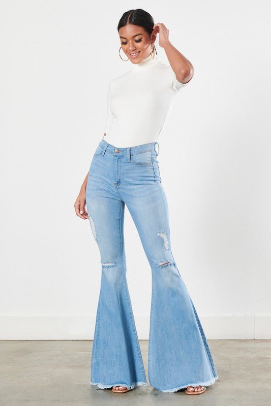 Distressed Flare Jeans - Rustic Jade Designs Co