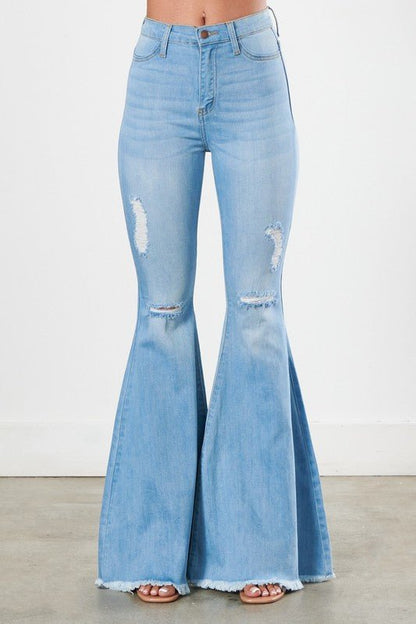 Distressed Flare Jeans - Rustic Jade Designs Co