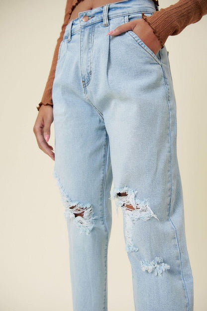 Distressed Slouchy Jeans - Rustic Jade Designs Co