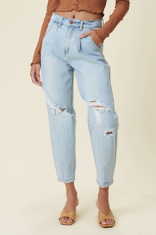 Distressed Slouchy Jeans - Rustic Jade Designs Co