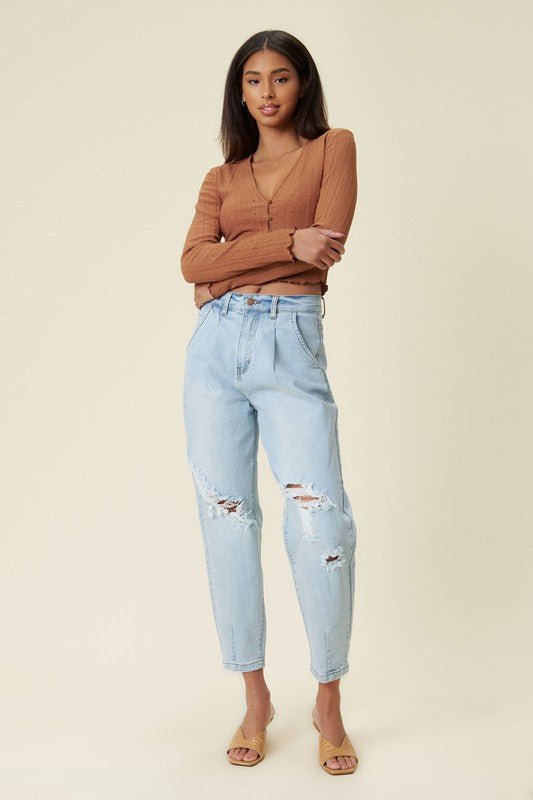 Distressed Slouchy Jeans - Rustic Jade Designs Co