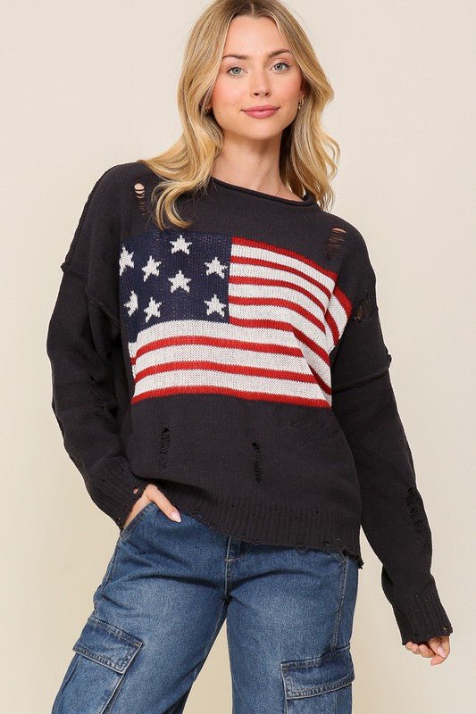 Distressed USA Logo Sweater - Rustic Jade Designs Co