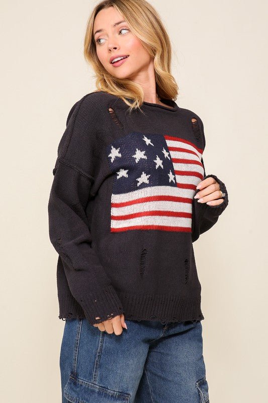 Distressed USA Logo Sweater - Rustic Jade Designs Co