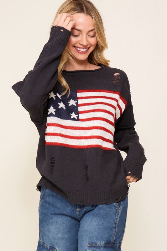 Distressed USA Logo Sweater - Rustic Jade Designs Co