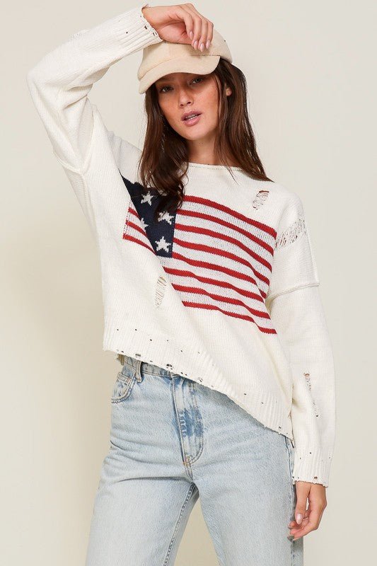 Distressed USA Logo Sweater - Rustic Jade Designs Co