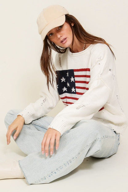 Distressed USA Logo Sweater - Rustic Jade Designs Co