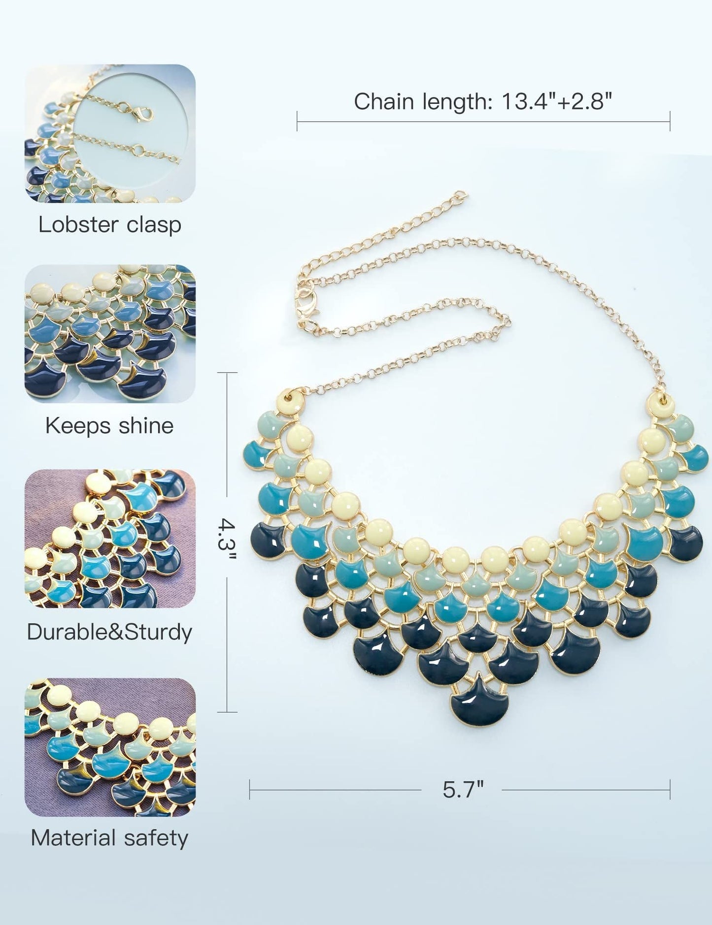 Jane Stone Fashion Statement Collar Necklace Vintage Openwork Bib Costume Jewelry