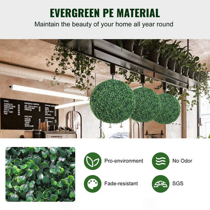VEVOR Artificial Topiaries Boxwood Trees, 16' Tall (2 Pieces), Ball-Shape Faux Topiaries Plant, All-year Green Feaux Plant Decorative Balls for Backyard, Balcony,Garden, Wedding and Home Décor
